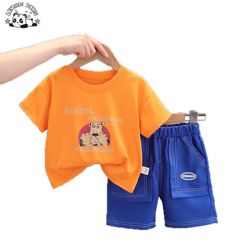 Hot Sale Summer 2Pcs Kids Shorts Cartoon Printing T Shirts Sets Children Clothing Sets Boys