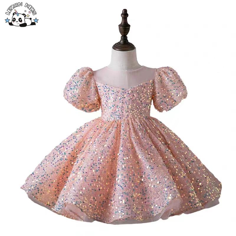 Customization Girls Sequin Princess Puff Dress