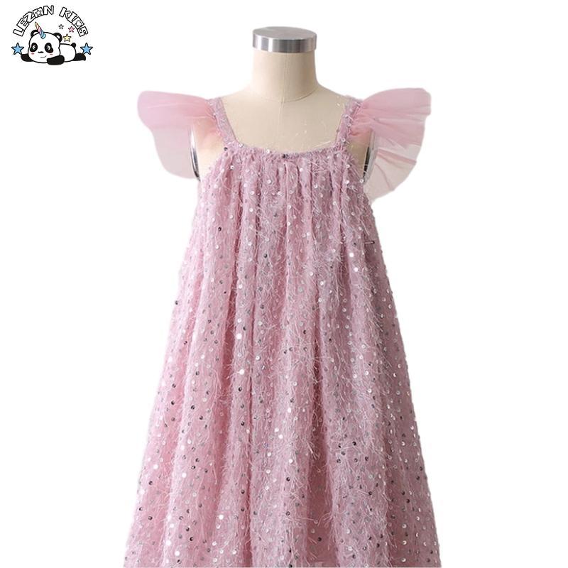 Customizable Toddler Baby Girl Dress Ruffle Sleeve Kids Sequin Elegant Party Dresses