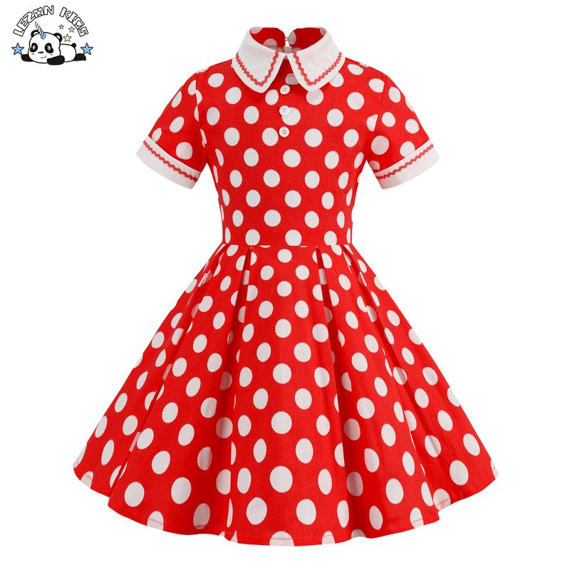 Wholesale Retro Short Sleeve Polka Dot Dress for Girls