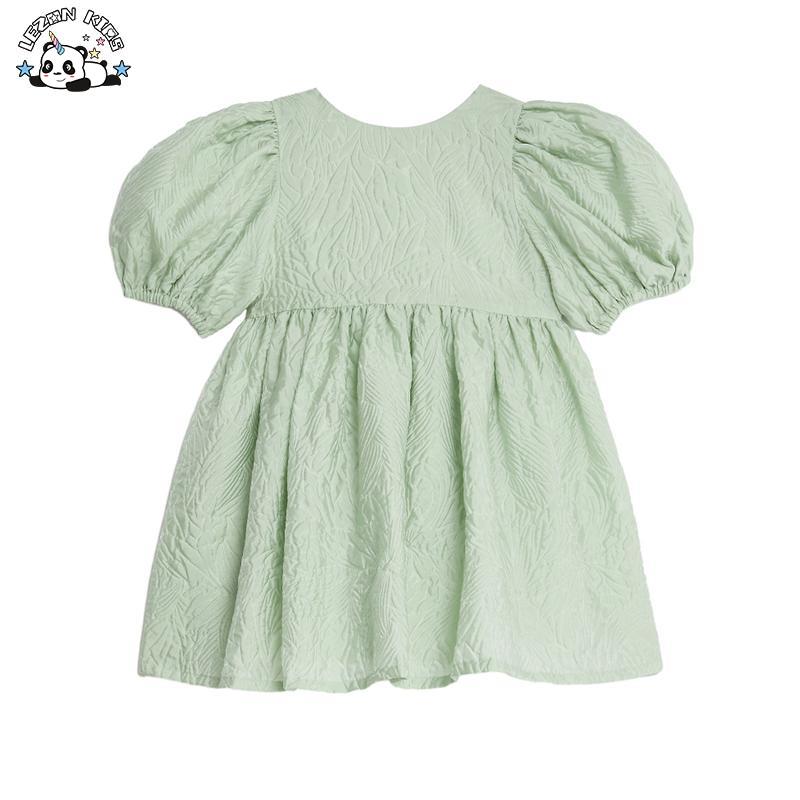Customizable Fashion Puff Short Sleeve Girl Kids Floral Dress Breathable Princess Dress for Girls
