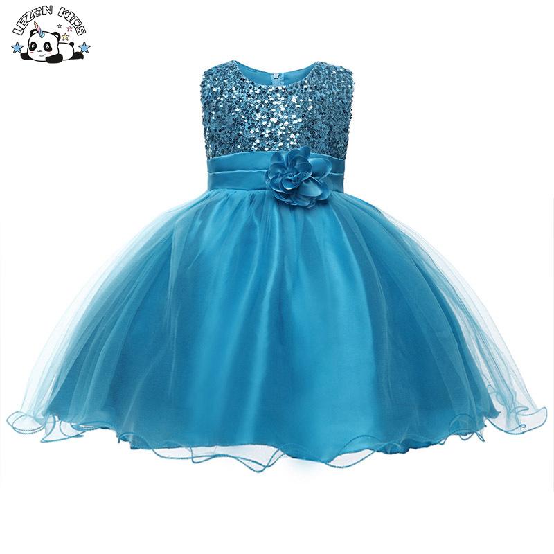 ODM Customizable Long Cute Casual Formal Vintage New Arrival Blue Elegant Style Sleeveless Sequin Dress for Kids