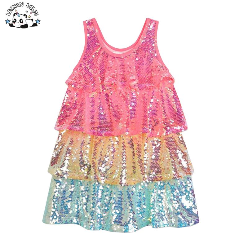 ODM Customizable Elegant Girls Short Sleeve Sequin Dress