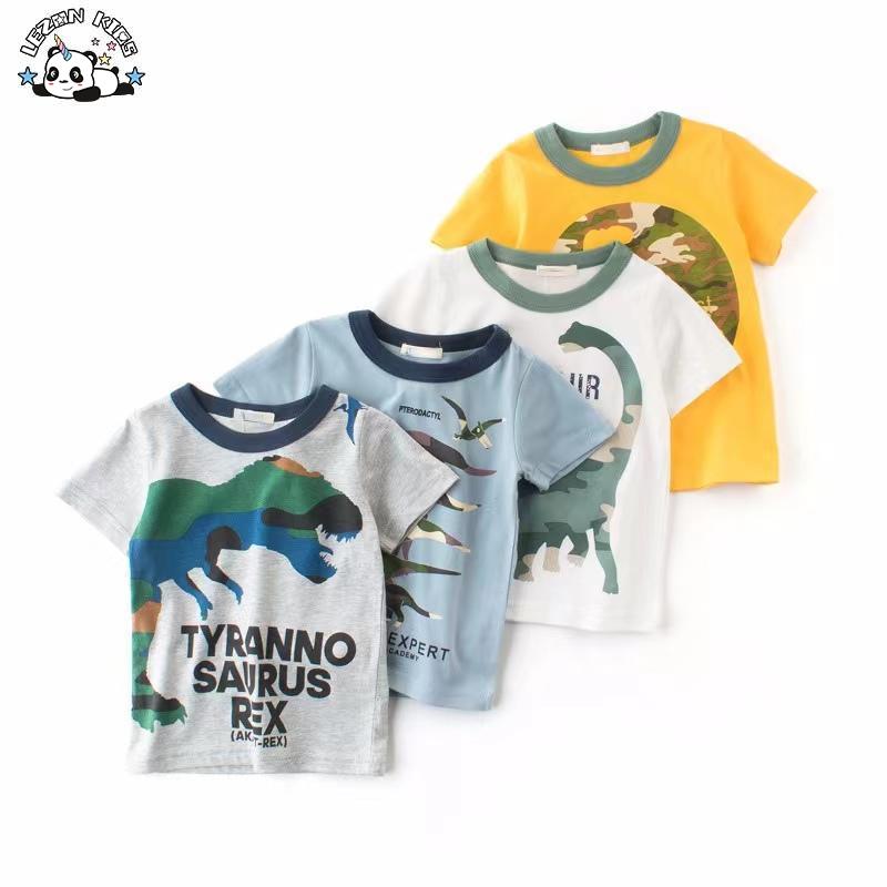 2024 High Quality 100% Cotton Printed Cute Animal and Letter 3 Years Short Sleeve T-shirts for Boy