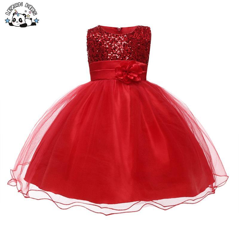 Customizable High Quality Kids Sequins Princess Sleeveless Flower Ball Gown Tulle Dress