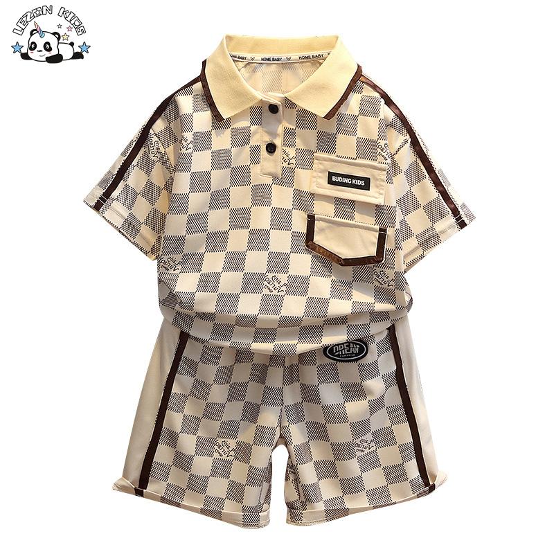 Custom Children Summer Clothing Polo Shirt Short Boy Set