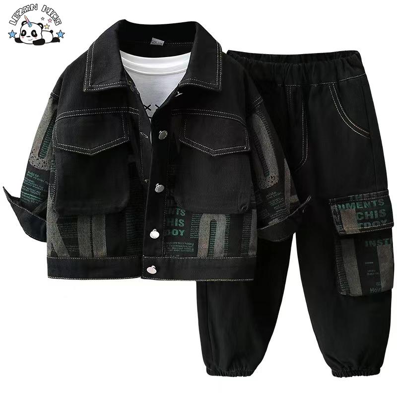 Wholesale Spring Autumn Long Sleeve Jacket and Pants Printed Kids Clothing Boys Set