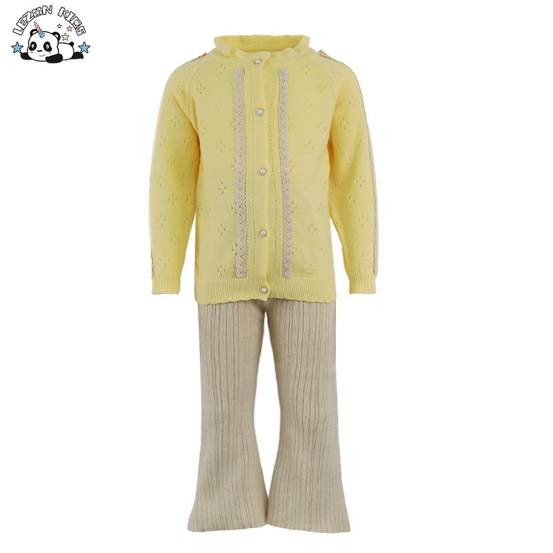 Middle East Children's Clothing New Stylish Bunny Knitted Women's Two-piece Suit Double-breasted Sweater Girl Set