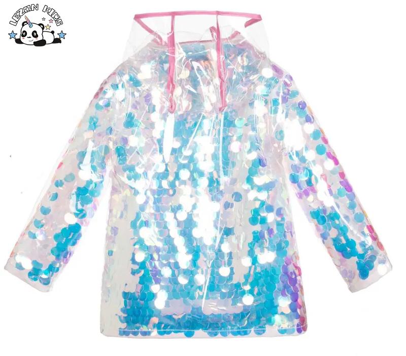 Sparkle Sequins Rain Jacket Kids Rain Coat Rain Coat Manufacturer Sequin Jacket