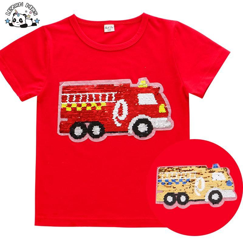 Customizable Kids Clothing Short Sleeves Cotton Sequin T Shirt