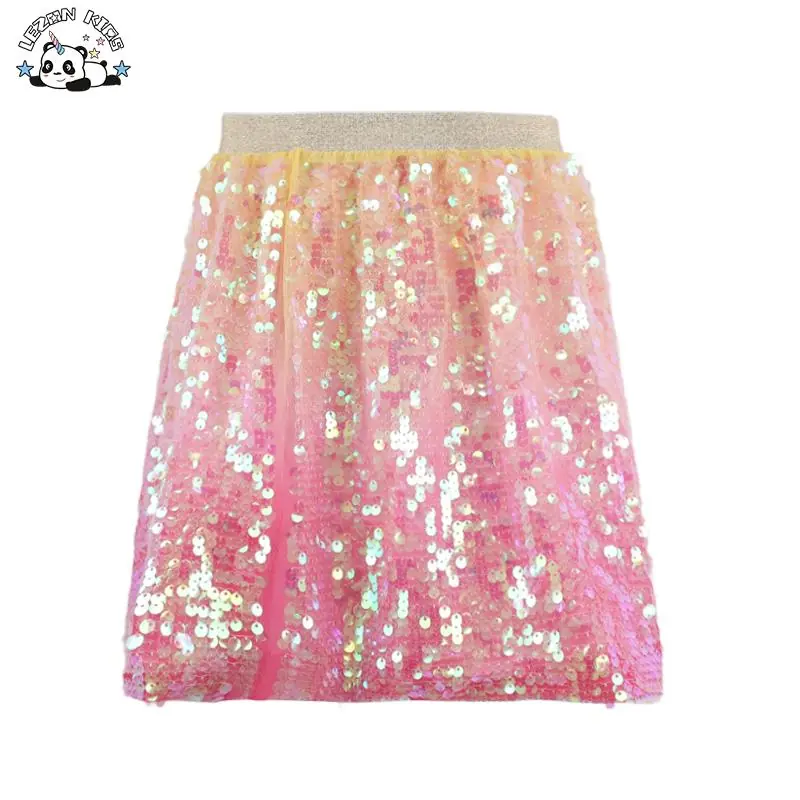 Customization Girls Color Block Short Sweet Sequin Kids Skirts