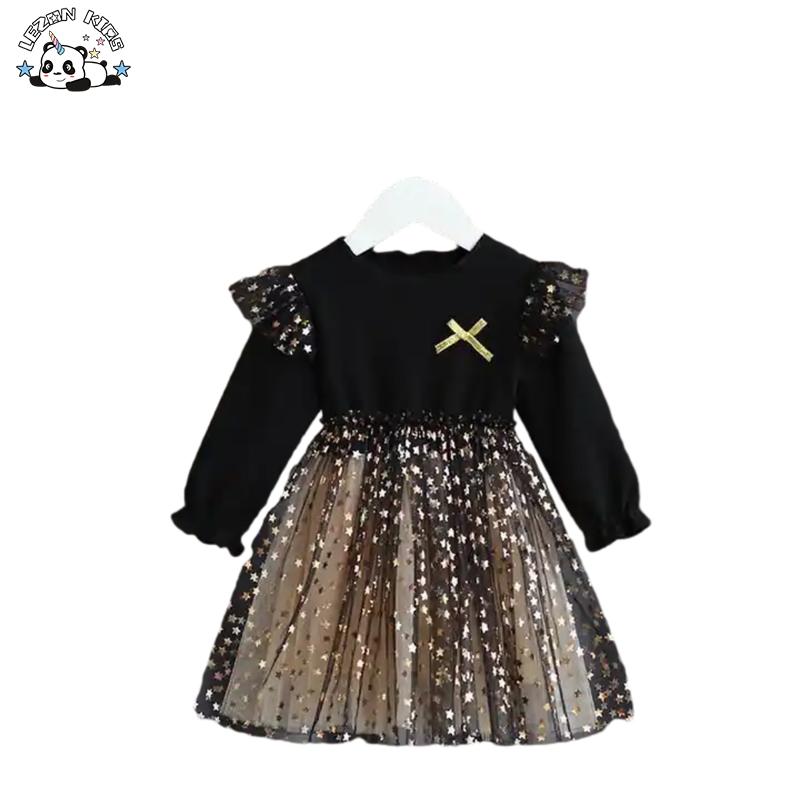 Wholesale Crewneck Casual Girls Dresses Nice Sparkling Tutu Dress for Birthday Gift