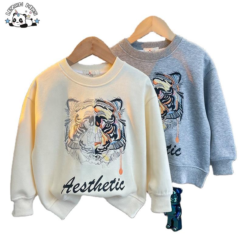 Direct Customized Boys’ Sweatshirt Embroidered Tiger Head Baby Hoodies Sweatshirts