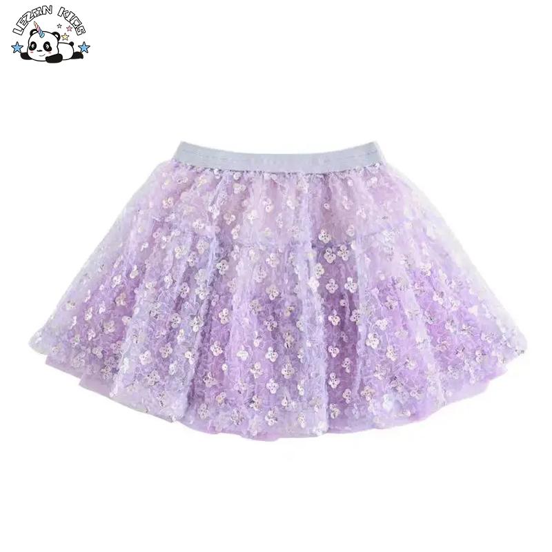 Custom Girls Summer Skirts Colorful Flowers Printed Children Breathable Sweet Casual Skirts