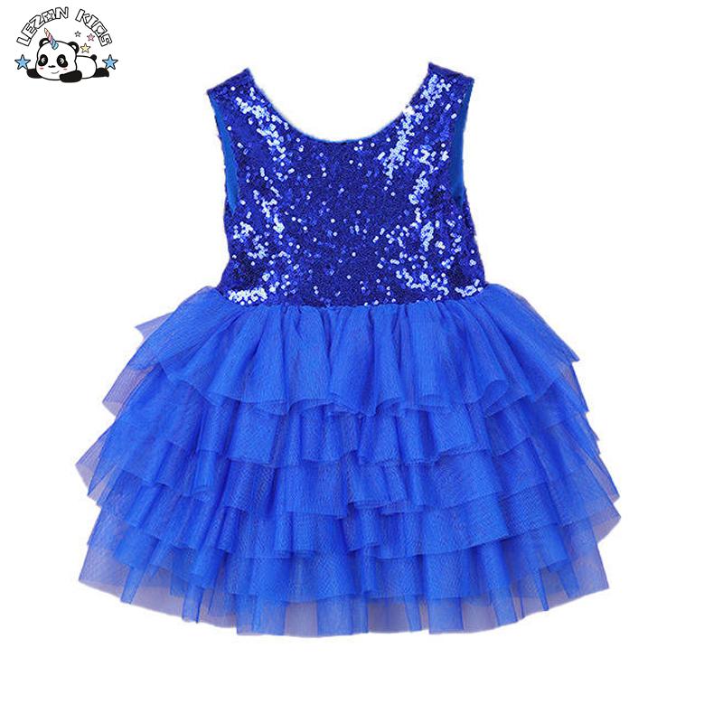 New Arrival Custom Sleeveless Bow Girls Sequins Dress Tulle Dress for Summer 2-14T