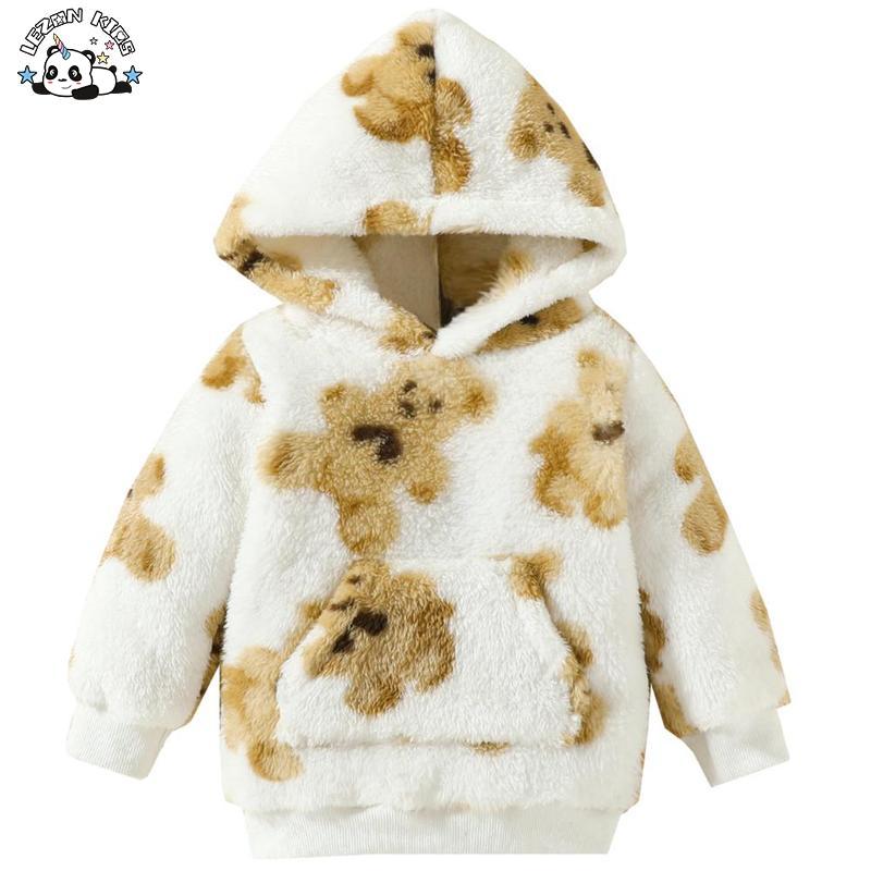 Customizable New Arrival Cartoon Printed Hooded Warm Kids Fleece Boys Sweatshirts