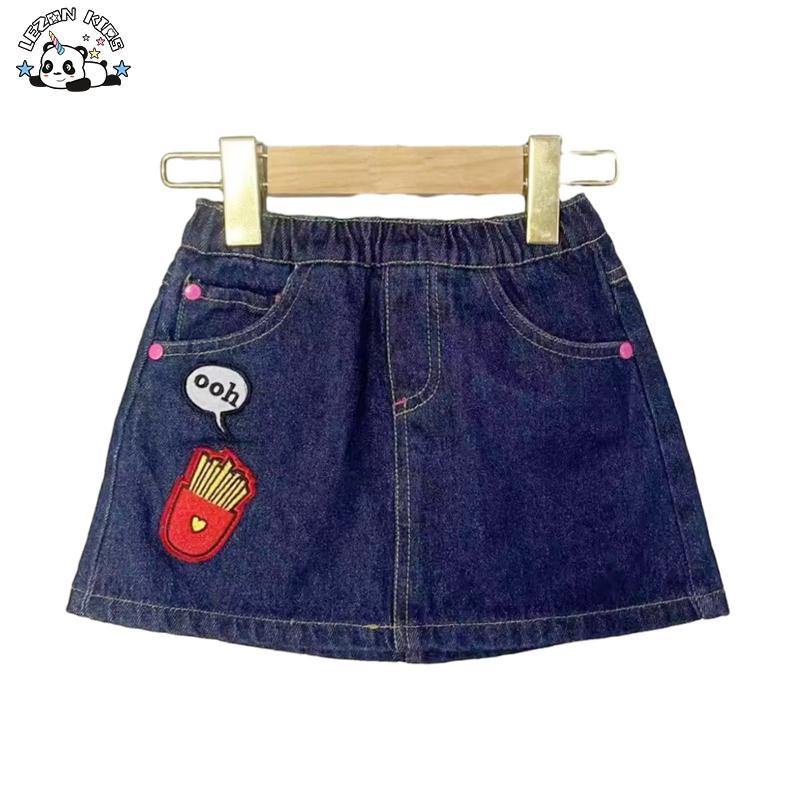 Customizable New Arrival Kid Girl Denim Blue A-line Skirt
