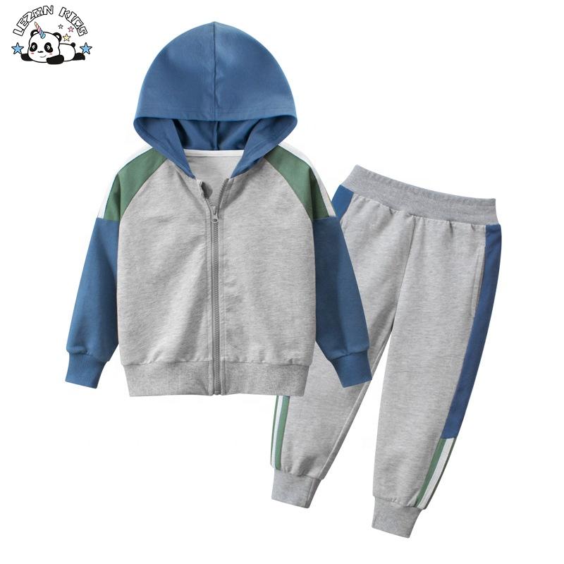 LEZONKIDS Customize Children Tracksuit Colorful Hoodie Jogger Kids Clothing Set
