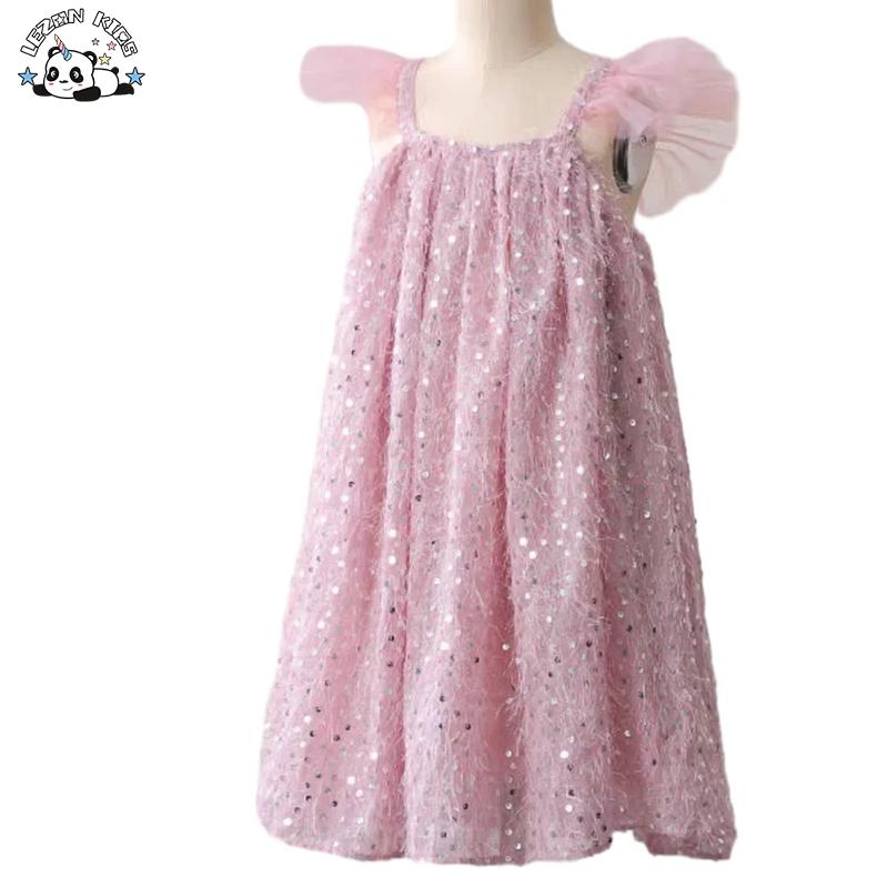 OEM New Product Explosion Custom Sleeveless Pink Sparkle Sequin Princess Dress