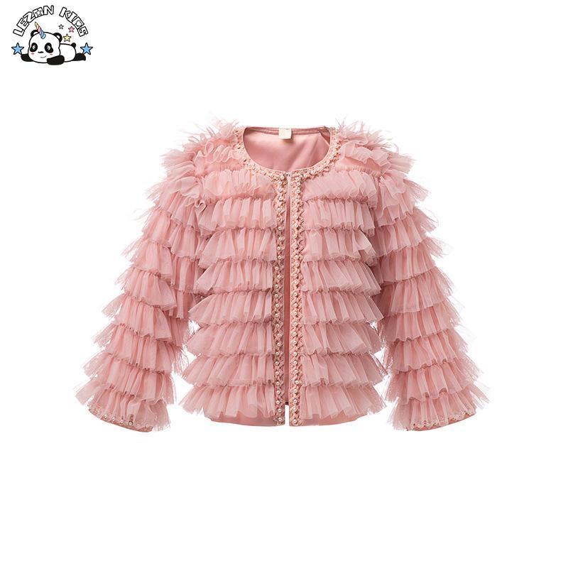Customizable High Street Spring Tutu Layers Cardigan Tweed Kid Coats Jacket for Girls