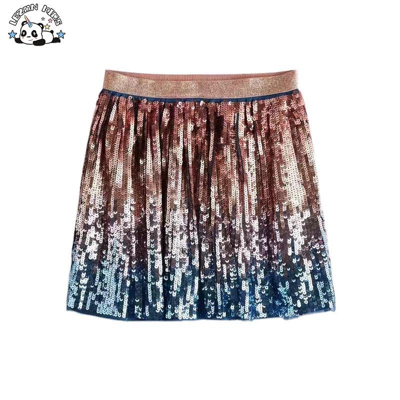 Customizable New Fashion Multi Fancy Sequin Split Mini Skirt Elastic Waist Tulle Girl Skirt for Party