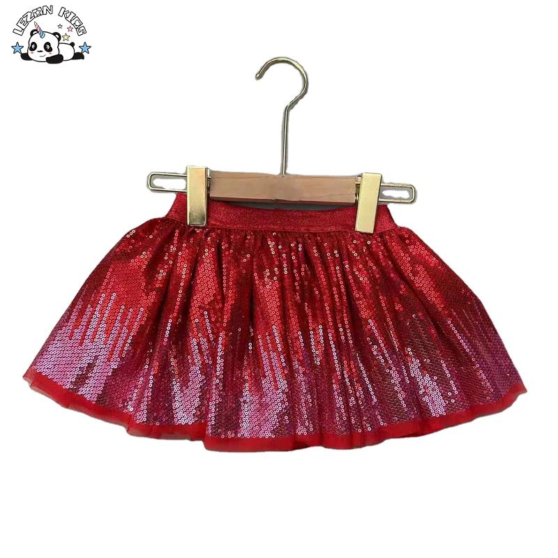 Pure Color Cute Girls Sequin Skirt