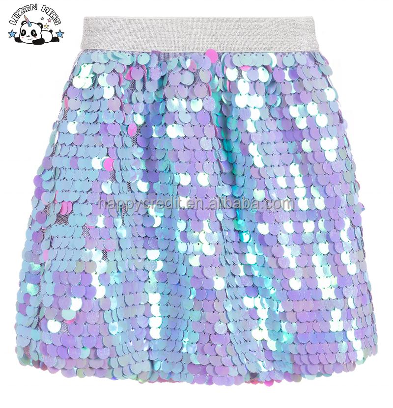 Wholesale Customized Metallic Elastic Waist Girls Short Skirt