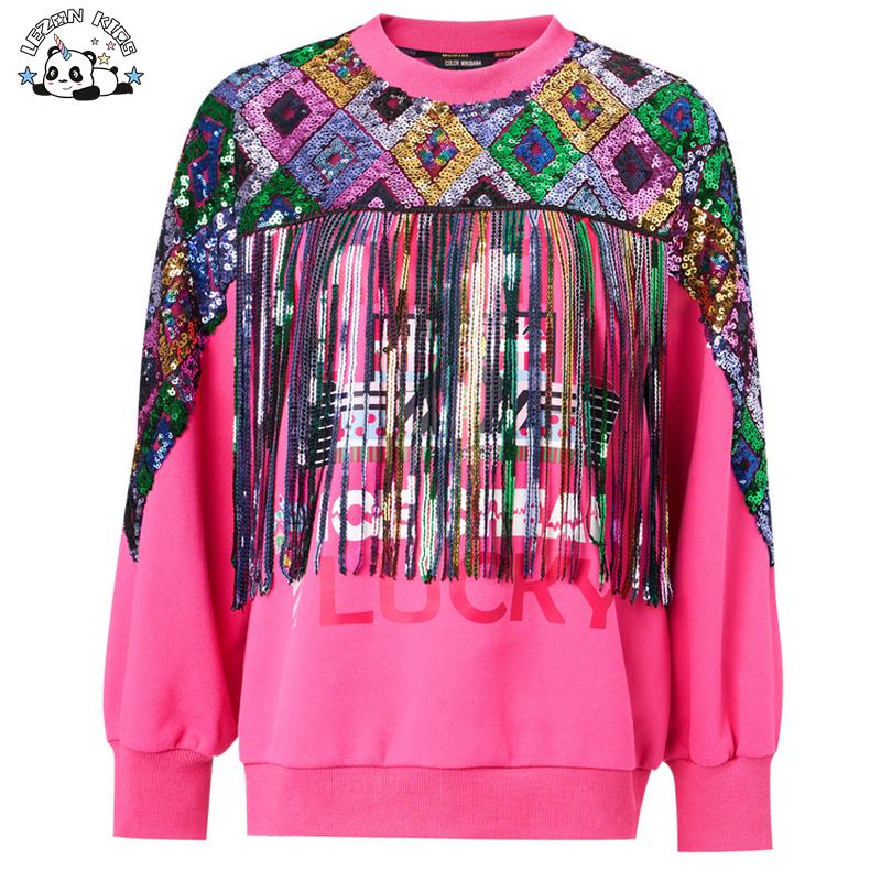 OEM/ODM Custom Kids Autumn Spring Jumper Sequin Fringed Hoodie