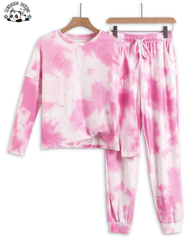 2024 Hot Products Woolen Tie-Dye Kids Clothes Fall Tracksuits Set