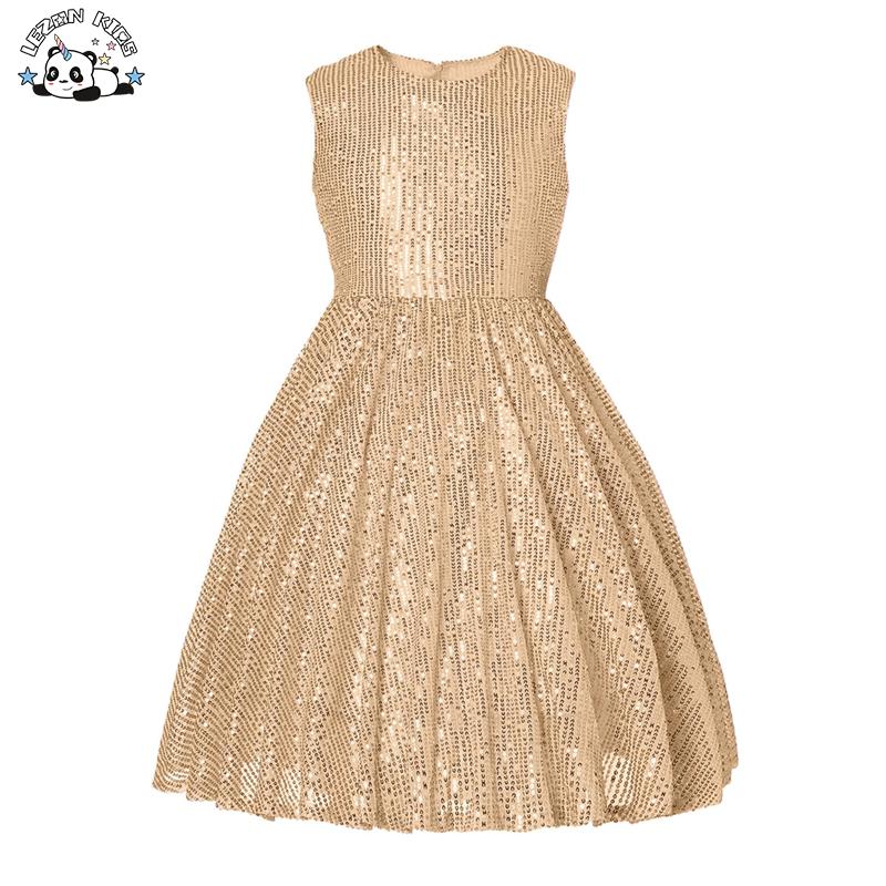 Wholesale Customized Sleeveless Sparkly Kids Party Sequined Dress