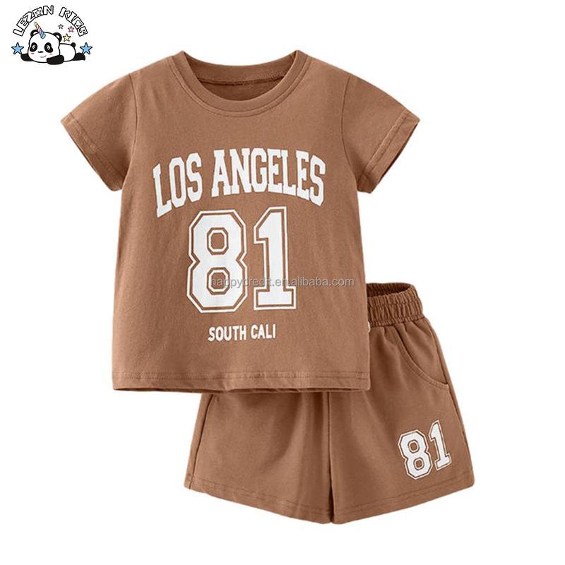 Customizable New Arrival Short Sleeve T-shirt and Shorts Kids Printed Sport Summer Casual Girls Clothing Sets