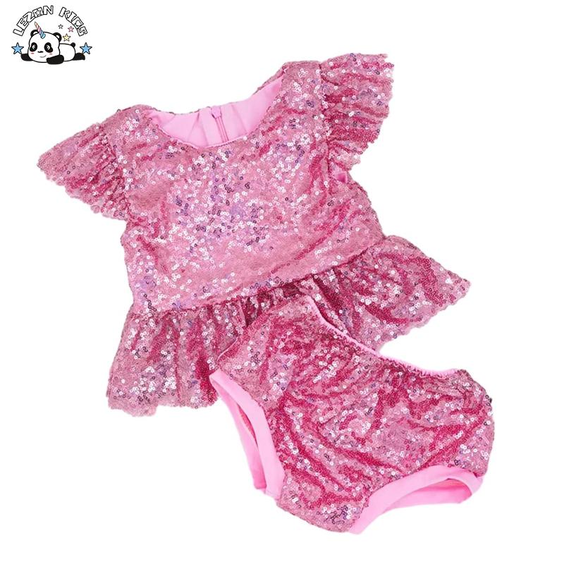 Girls Western Sweet Styles Print Solid Pattern Flared Pants Set