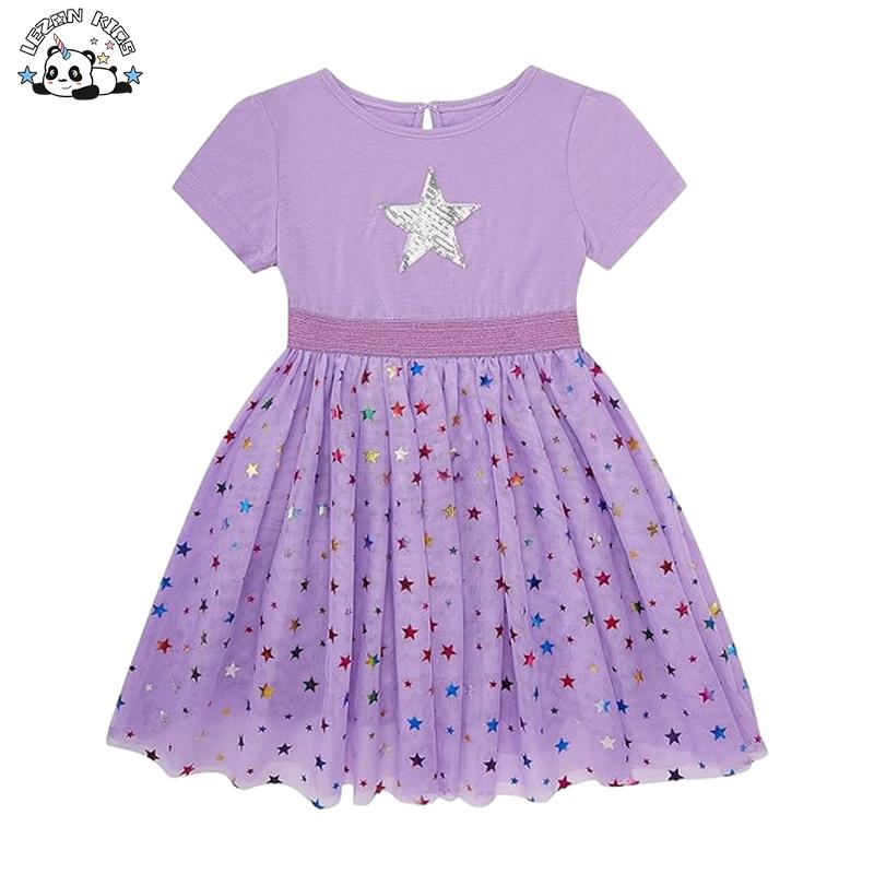 Customized Sequined Star Kids Layered Tulle Tutu Dress