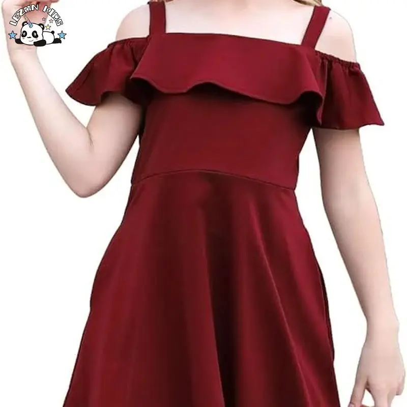 Customization Red Spaghetti Strap Princess Girl Dress