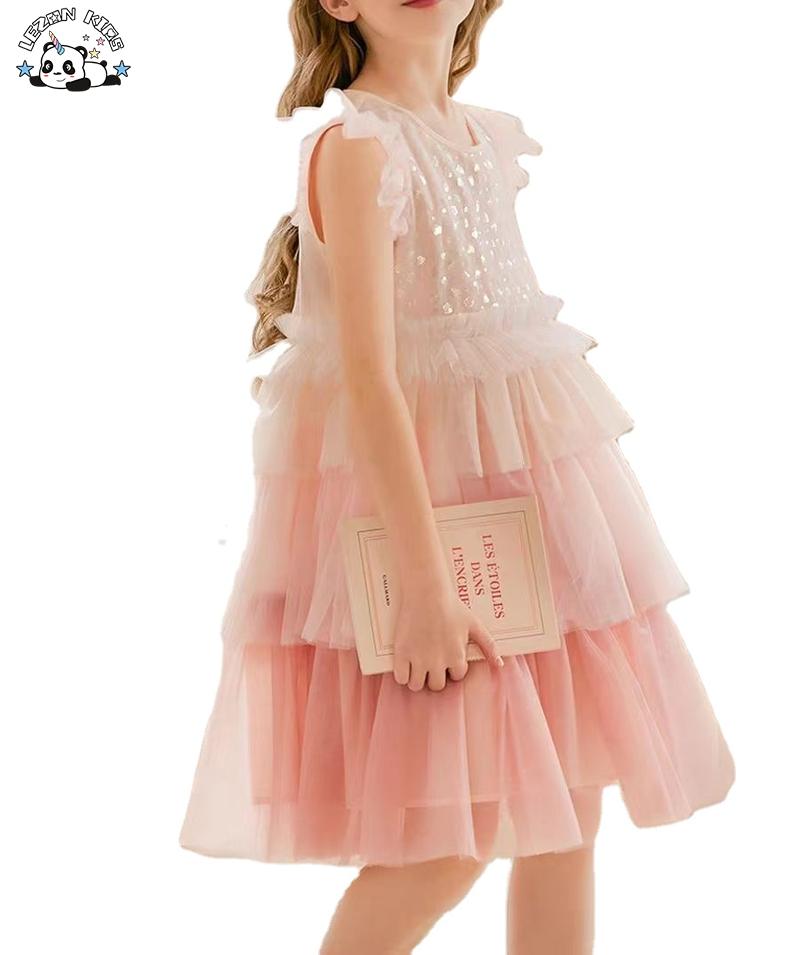 New Customization Flying Sleeve Sequin Tutu Cake Lace Skirt Princess Dress