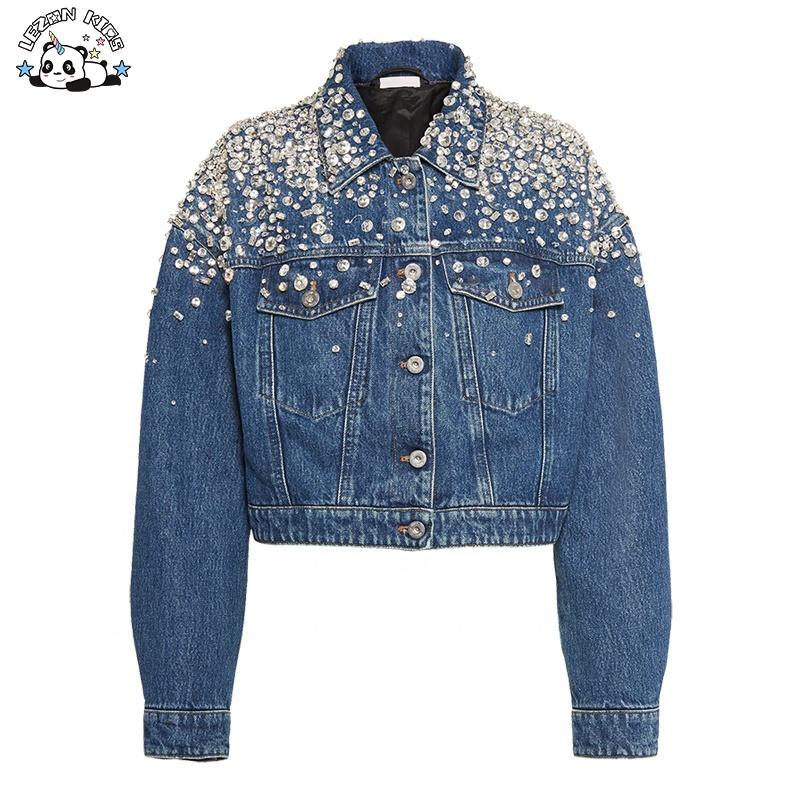 Customizable Beaded Crystal Gems Denim Jacket