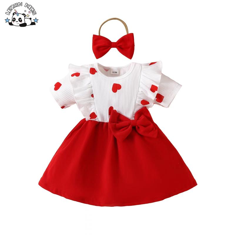 Wholesale Customizable Big Red Bow Frock