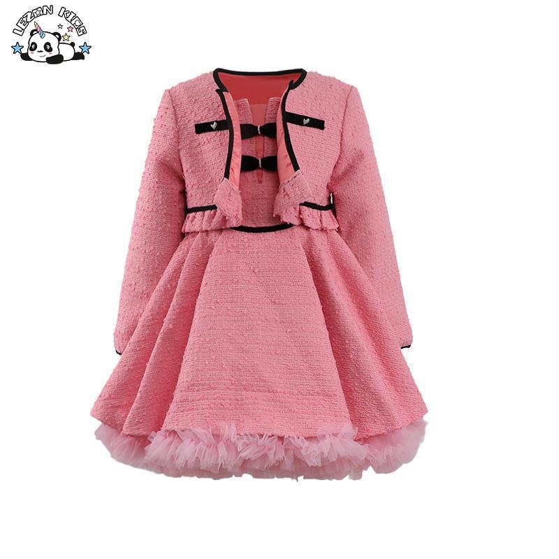 2024 New Spring Girls pink Puff Dress Suit