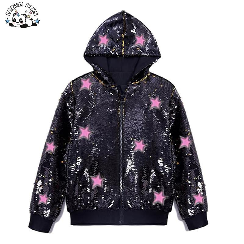 Customizable Kids Bomber Jackets Flip Sequin Zipper Coat for Boys Birthday Outerwear Clothes