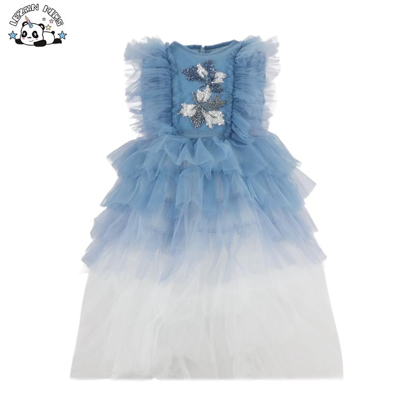 Factory Wholesale Beads Sequined Girls Mesh Tutu Dress Layered Princess Dress Party Dress