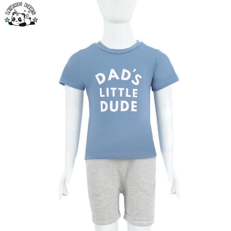 Customizable Mother's Day Gift Boys Summer Letters Printing Crew Neck T-Shirt & Shorts Kids Clothing Set