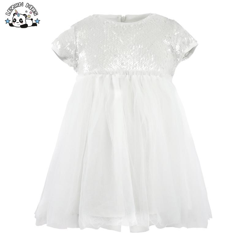 Customizable Boutique Baby Girls Clothing White Sequin Princess Dress