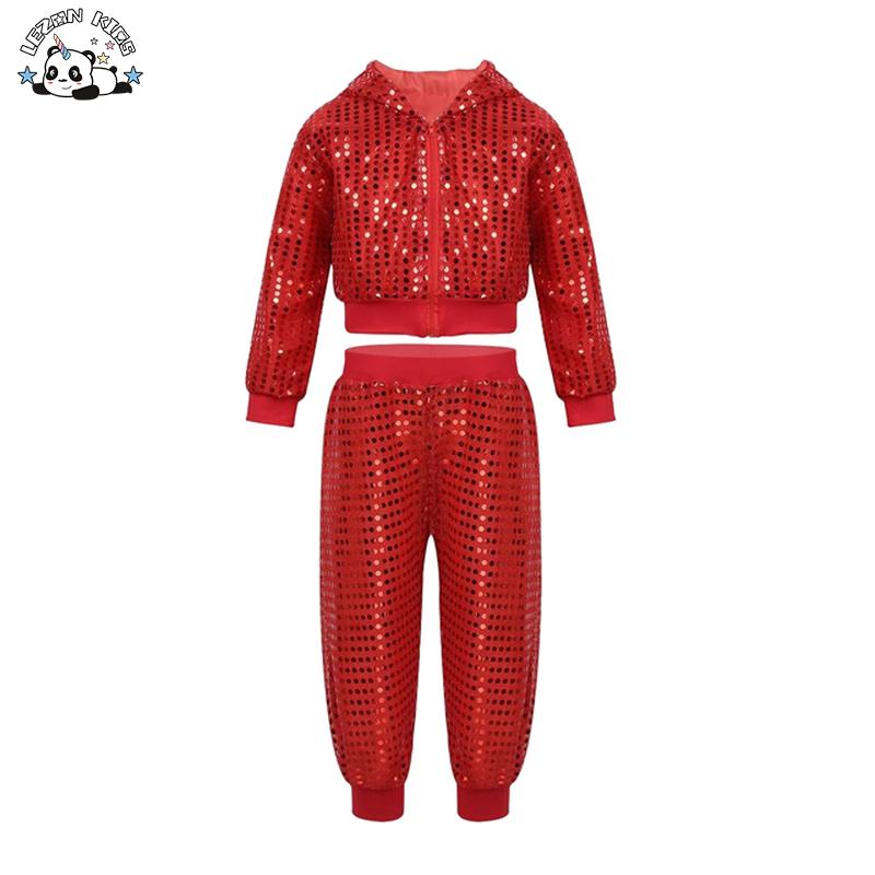Customized Sequined Hooded Top & Pants Set