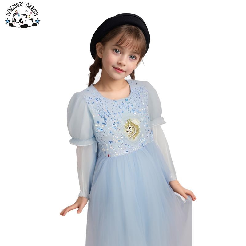 Customizable Girls’ Summer Dress Ball Gown Silhouette Short Sleeves Western Design Striped Bow Girl Dress