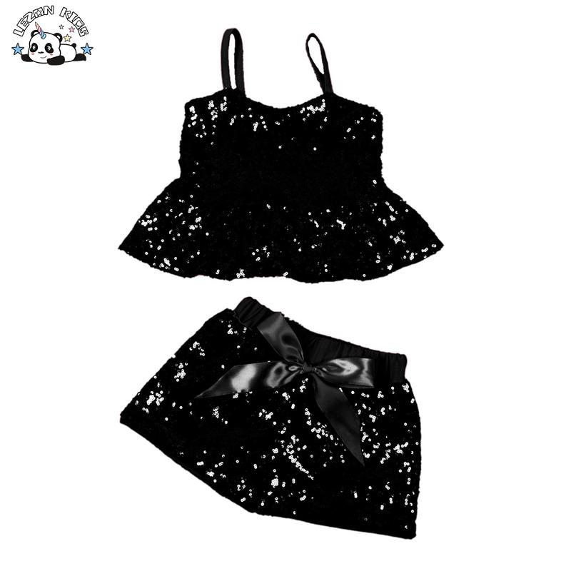 Custom Logo Summer Girls Casual Cotton Suspender Vest Sequins Top Shorts Suit