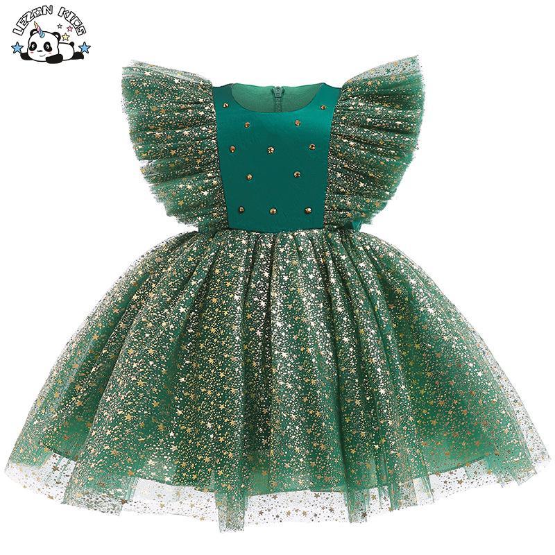 Customizable Sleeveless Gold Foil Printing Summer Girls Party Dress