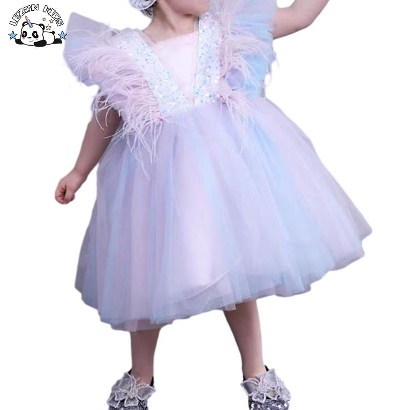 New Product Explosion Colorful Cute Casual Feather Summer Sequin Tutu Dresses