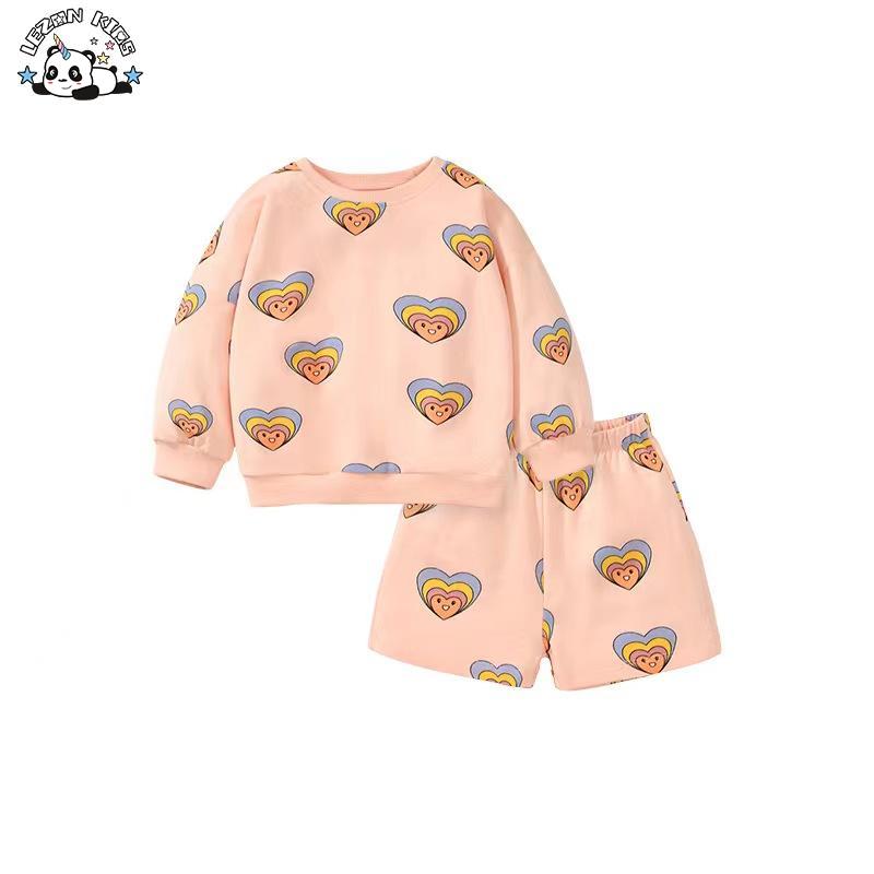 Customizable Spring Sport Casual Long Sleeve and Shorts Girls Clothing Sets for 11 Years Old