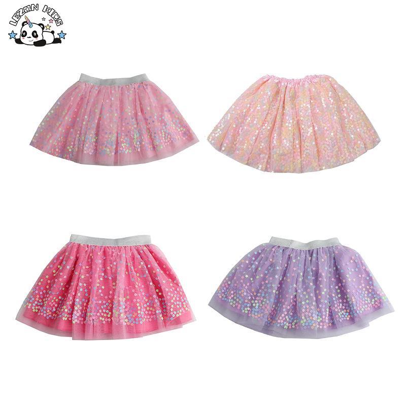 Customizable Casual Girls Dress Sequins Tulle Star Print Western Style Children's Clothing