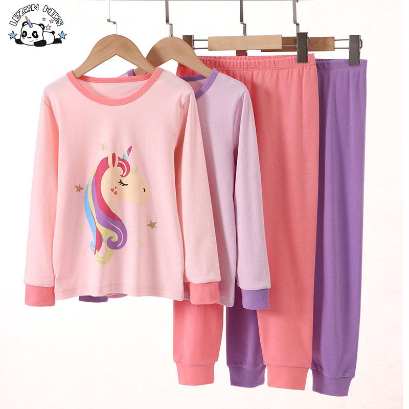 Manufacturer Customized Long Sleeve Sleepwear Unicorn Print Kids Pajamas Cotton Pajama Sets